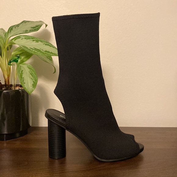 H&M Peep Toe Black Sock Bootie - Picture 4 of 7